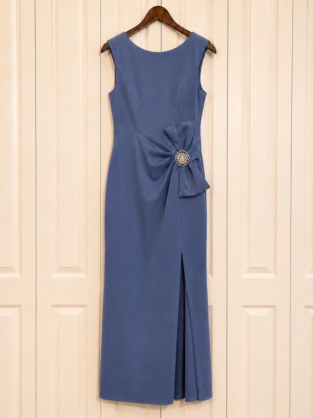 JESSICA HOWARD Blue Cap Sleeve Gown with Bow/Sparkle Embellishment NWT - Picture 3 of 13